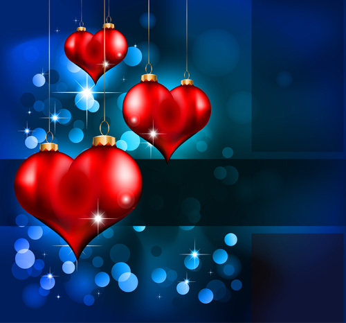 Heart hanging ornaments with Valentine day cards vector 06