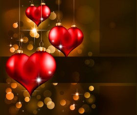 Heart hanging ornaments with Valentine day cards vector 07