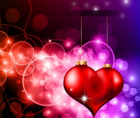 Heart hanging ornaments with Valentine day cards vector 08