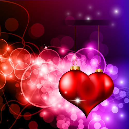 Heart hanging ornaments with Valentine day cards vector 08