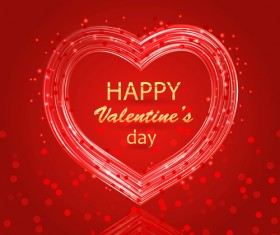 Heart valentines day card with halation background vector