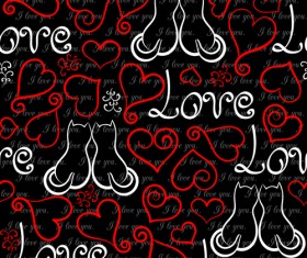 Heart with cat valentines day seamless pattern vector 02