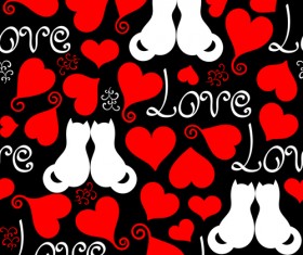 Heart with cat valentines day seamless pattern vector 03