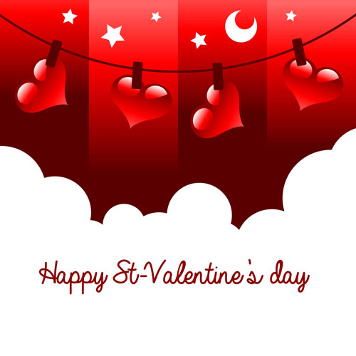 Heart with star and moon valentines day card vector