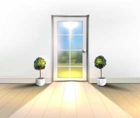 House interior corner background vectors set 02