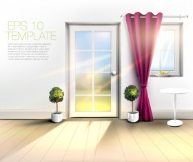 House interior corner background vectors set 03