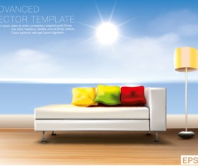 House interior corner background vectors set 08