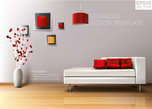 House interior corner background vectors set 09