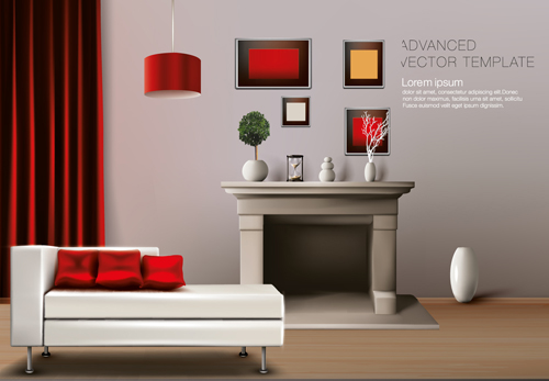 House interior corner background vectors set 12