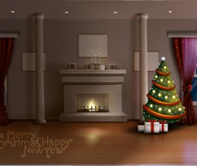 House interior corner background vectors set 22