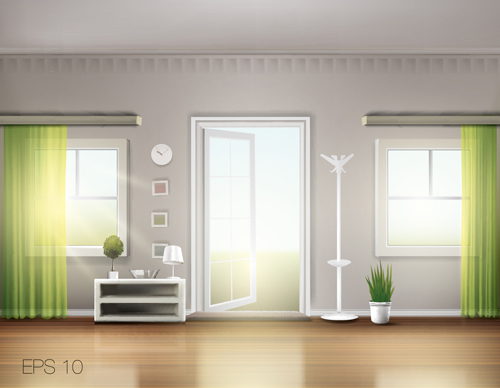House interior corner background vectors set 25