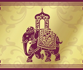 Indian patterns with elephants vector set 01