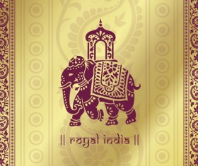 Indian patterns with elephants vector set 02