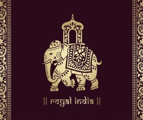 Indian patterns with elephants vector set 05