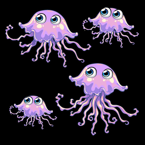 Jellyfish catoon character vector 01
