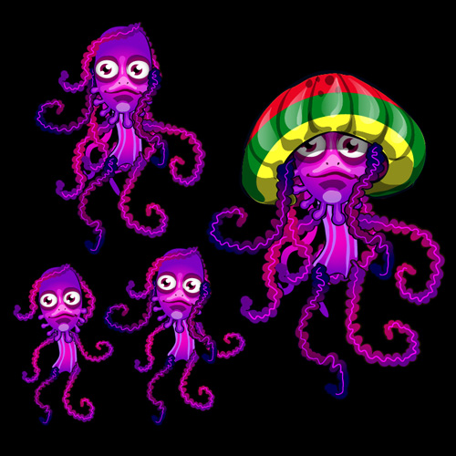 Jellyfish catoon character vector 02