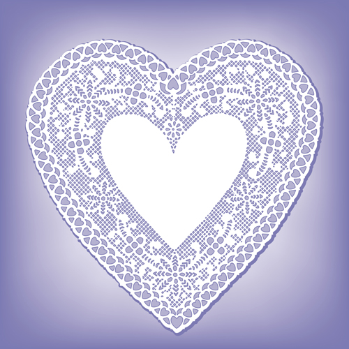 Lace heart cards vector material 01