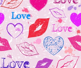 Lips with love seamless pattern vector