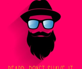 Long beard hipster head portrait vector set 01