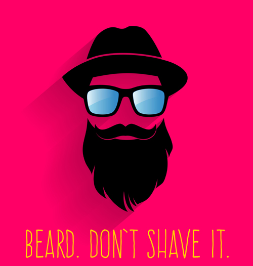 Long beard hipster head portrait vector set 01