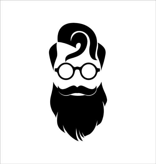 Long beard hipster head portrait vector set 02