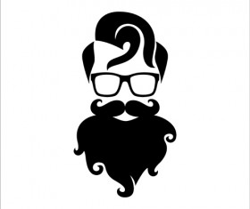 Long beard hipster head portrait vector set 03
