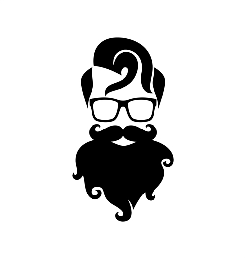 Long beard hipster head portrait vector set 03