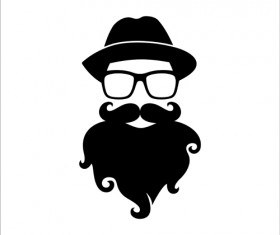 Long beard hipster head portrait vector set 05