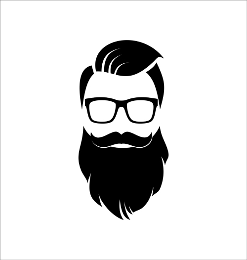 Long beard hipster head portrait vector set 06