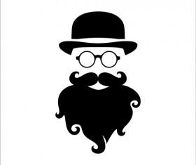 Long beard hipster head portrait vector set 07