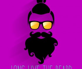 Long beard hipster head portrait vector set 11