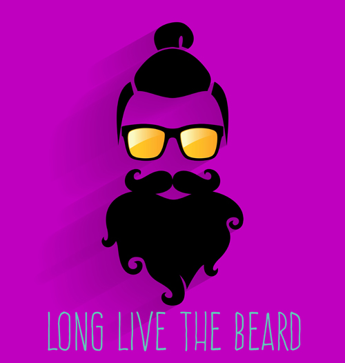 Long beard hipster head portrait vector set 11