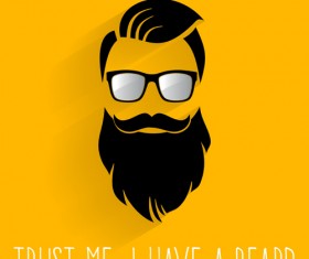 Long beard hipster head portrait vector set 06 free download