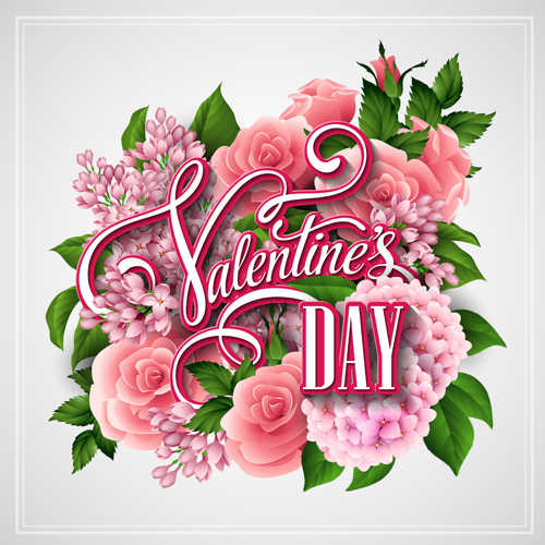 Love with flower valentines day vector 07