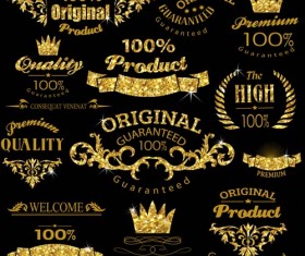 Luxury golden labels vectors set