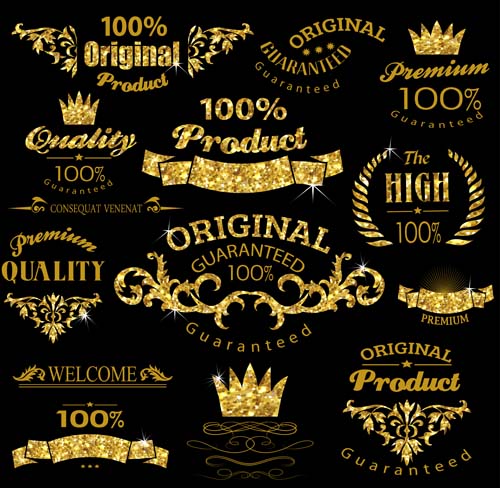 Luxury golden labels vectors set