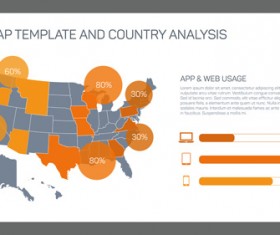 Map with infographic business templates vector 09
