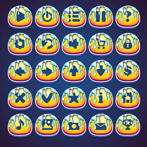 Marmalade style web video game icons set