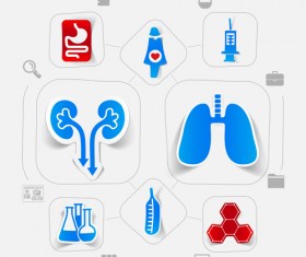 Medicine infographic with sticker vector set 01