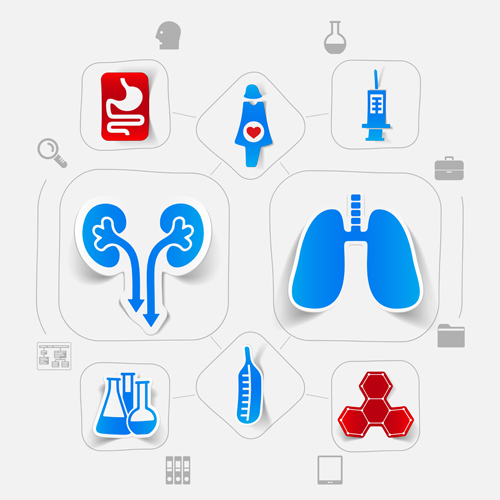 Medicine infographic with sticker vector set 01