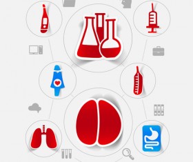 Medicine infographic with sticker vector set 02