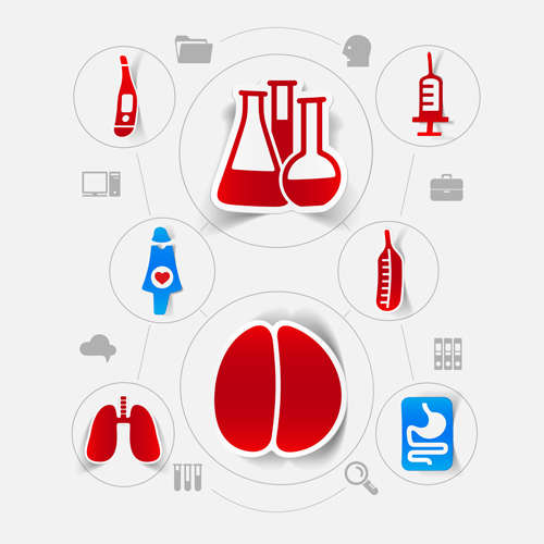 Medicine infographic with sticker vector set 02