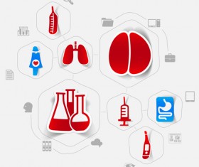 Medicine infographic with sticker vector set 03