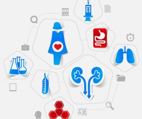 Medicine infographic with sticker vector set 04