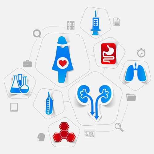 Medicine infographic with sticker vector set 04