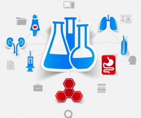 Medicine infographic with sticker vector set 08