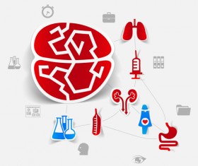Medicine infographic with sticker vector set 09
