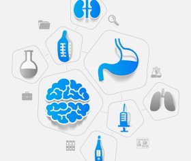 Medicine infographic with sticker vector set 13