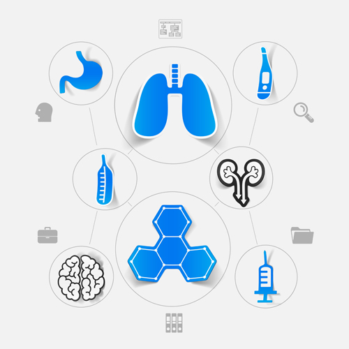 Medicine infographic with sticker vector set 20