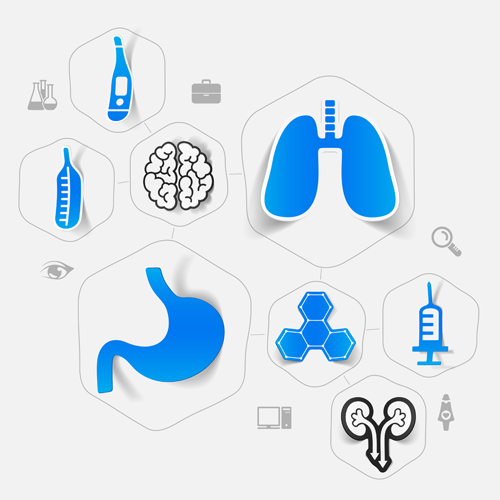 Medicine infographic with sticker vector set 21